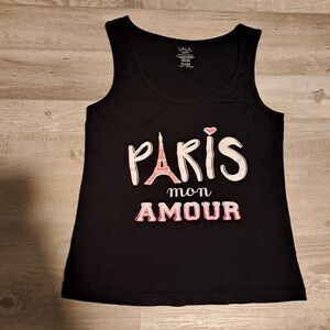 LaLa Black Tank Top Sleep Tank Paris Mon Amour Size M